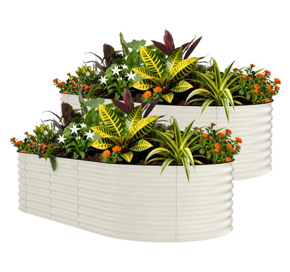 Garvee two-pack oval raised beds for easy setup and versatile outdoor planting.