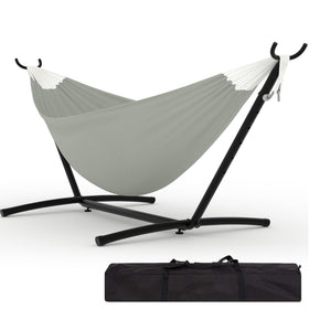 Garvee two-person hammock with stand outdoors for shared yard lounging
