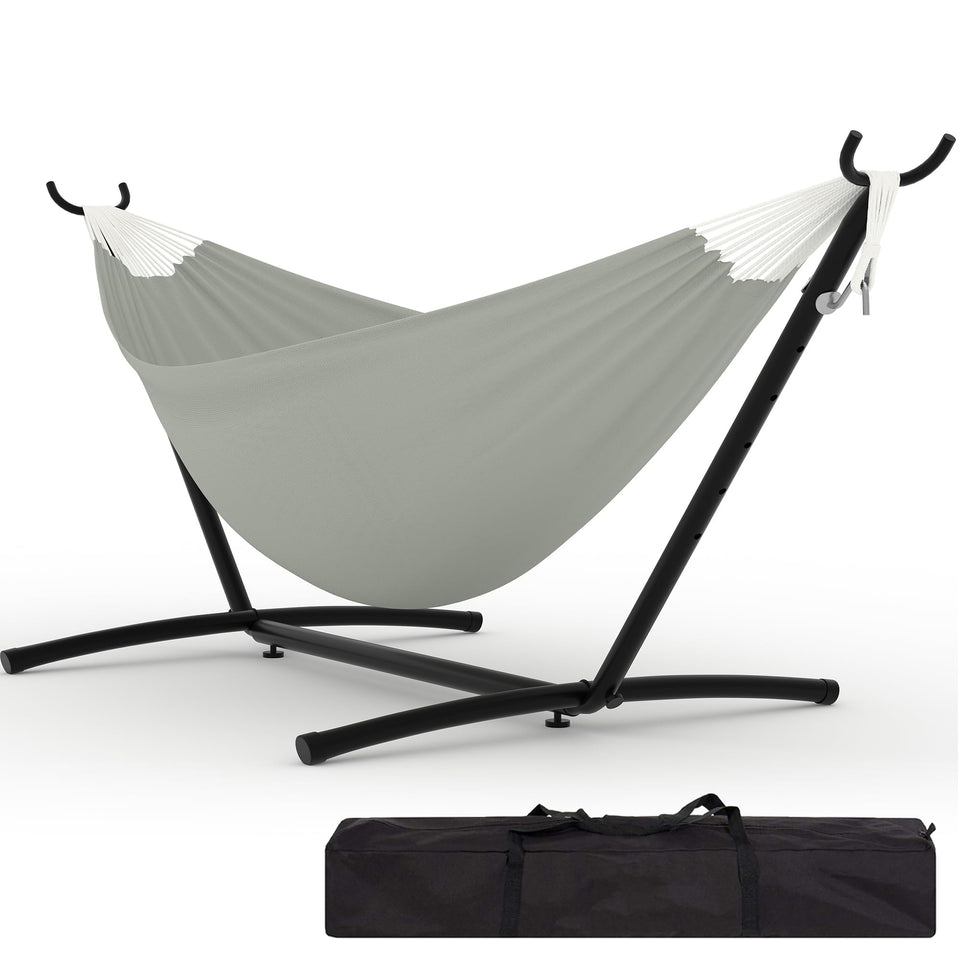 Garvee two-person hammock with stand outdoors for shared yard lounging