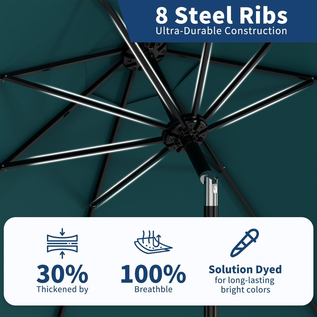 Garvee umbrella push-button tilt for flexible sun coverage