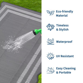 Garvee waterproof all-weather rug withstands rain and sun for year-round use