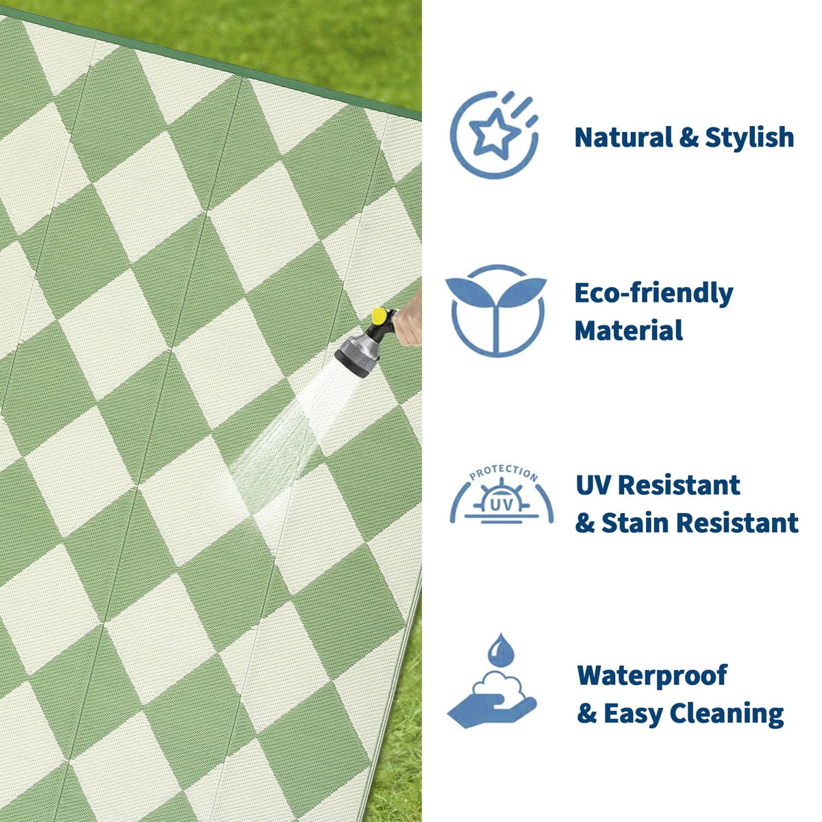 Garvee waterproof rug; easy cleaning after spills or muddy days.