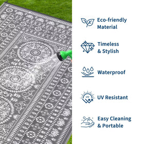 Garvee waterproof outdoor rug with UV coating resists fading in sunlit patios.