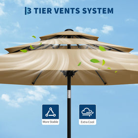 Garvee wide-shade patio umbrella delivers full outdoor coverage.