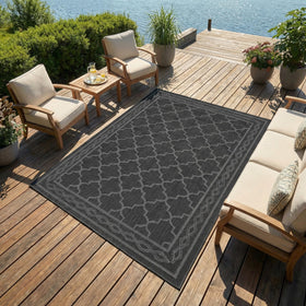 GarveeHome 9x12 outdoor rug, reversible design for versatile patio styling.