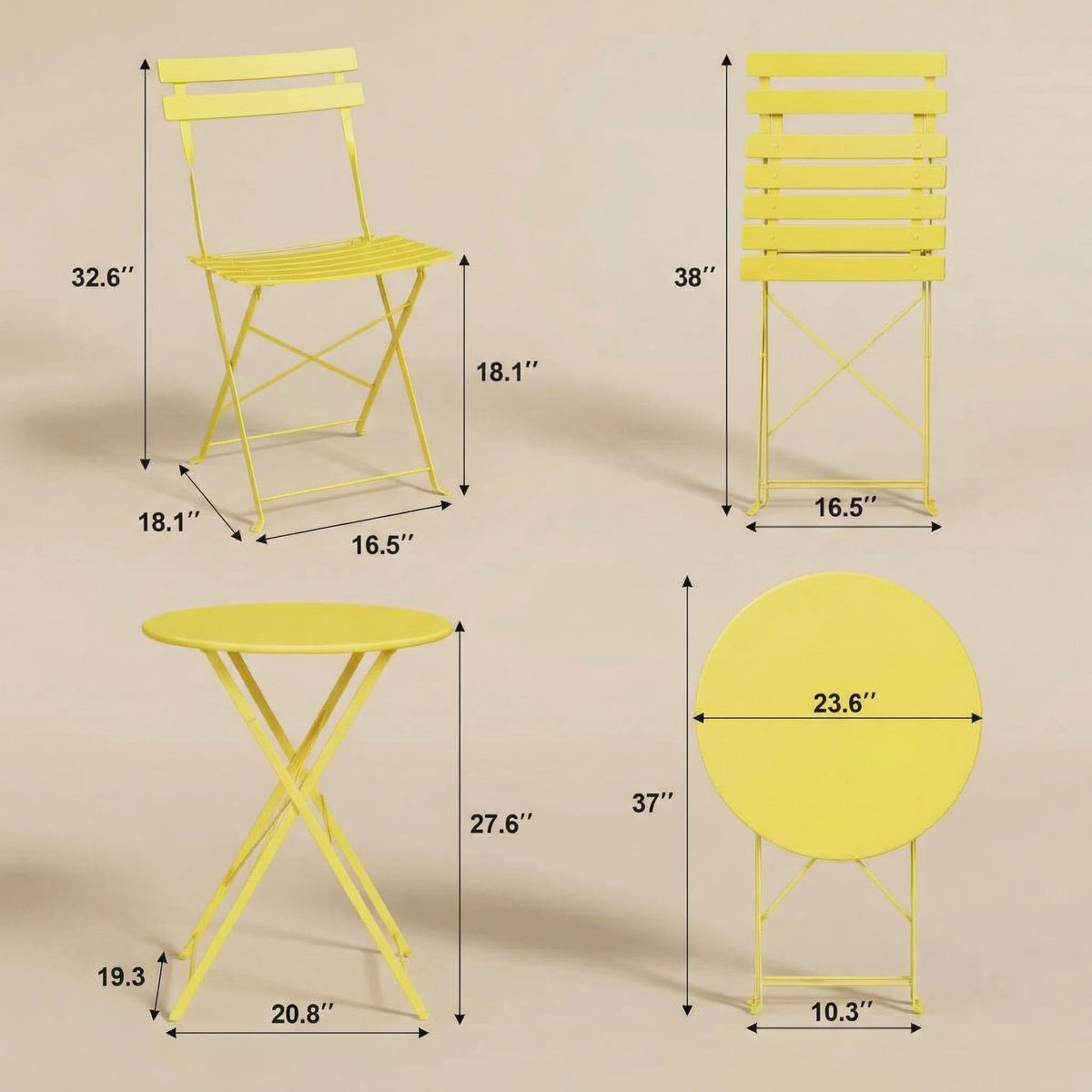 GarveeHome folding table, sturdy surface for outdoor meals on patios.