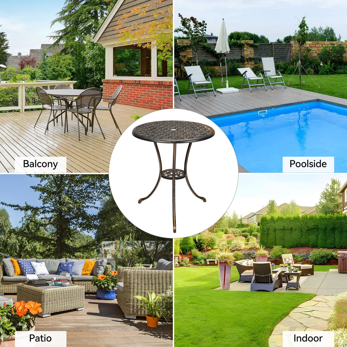 GarveeHome brown rustic finish complements rustic patio aesthetics.