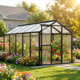 GarveeHome greenhouse aluminum frame provides sturdy outdoor support for year-round gardening.