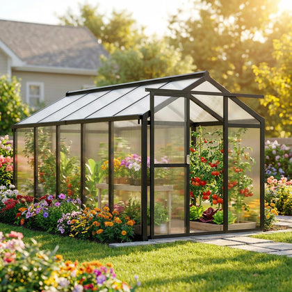 GarveeHome greenhouse aluminum frame provides sturdy outdoor support for year-round gardening.