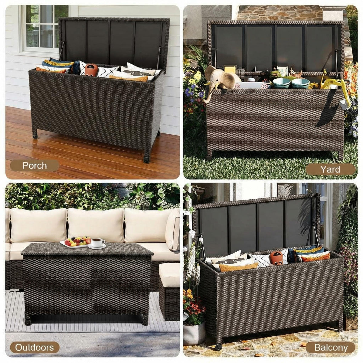 GarveeHome multi-use outdoor storage keeps cushions, tools, and pool supplies organized