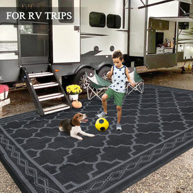 GarveeHome multi-use rug suitable for patio, deck, beach, and indoors.