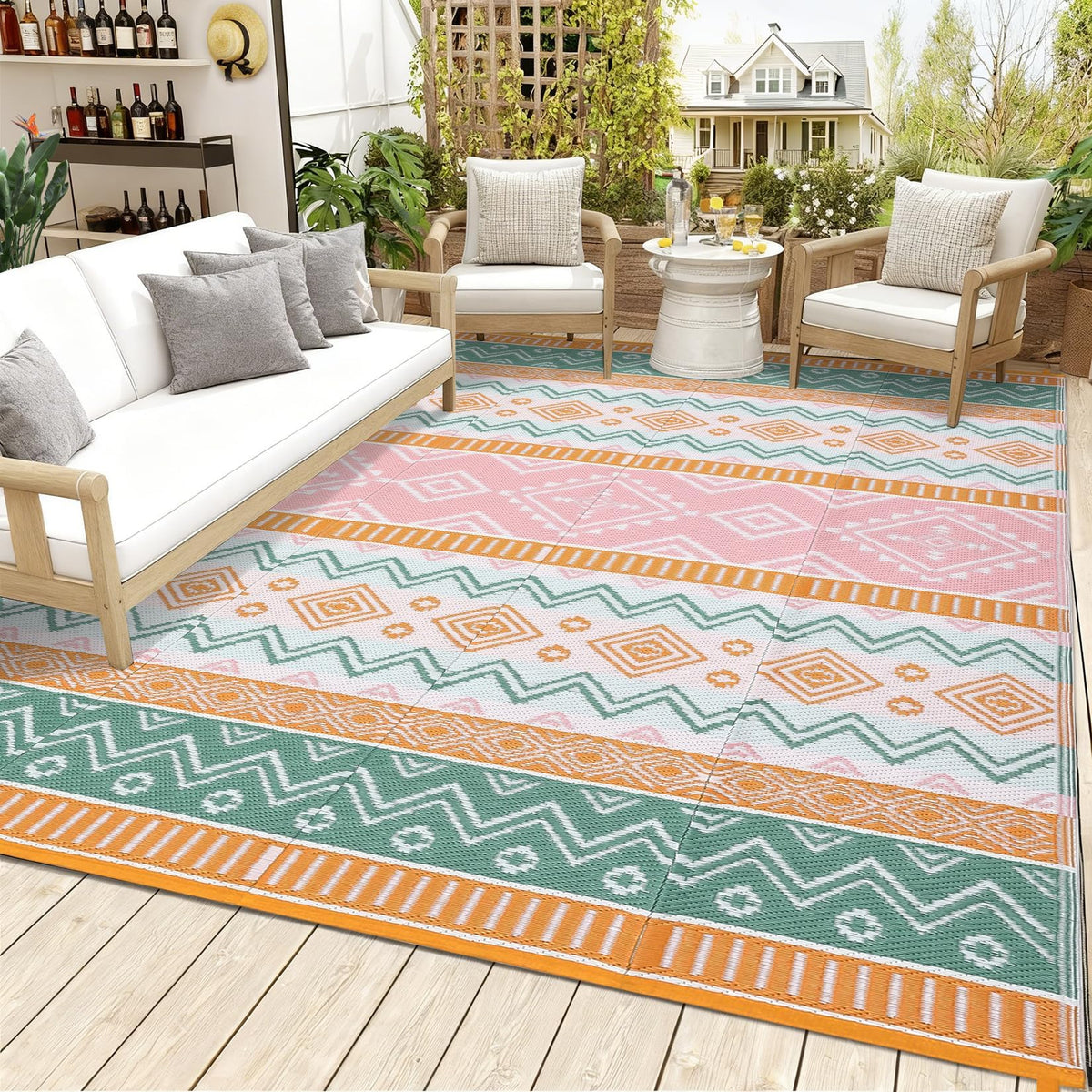 GarveeHome reversible RV mat offers two looks in one for flexible setups.