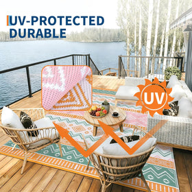GarveeHome rug preserves bright colors with built-in UV protection in sunlight.