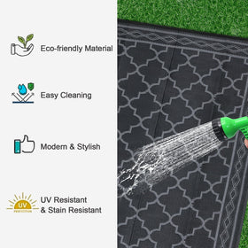 GarveeHome UV-stable outdoor rug resists fading in sun and weather.