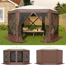 GarveeLife 11.5x11.5 ft gazebo hexagon coverage provides broad shade for outdoor gatherings.