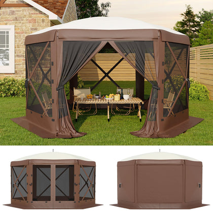 GarveeLife 11.5x11.5 ft gazebo hexagon coverage provides broad shade for outdoor gatherings.