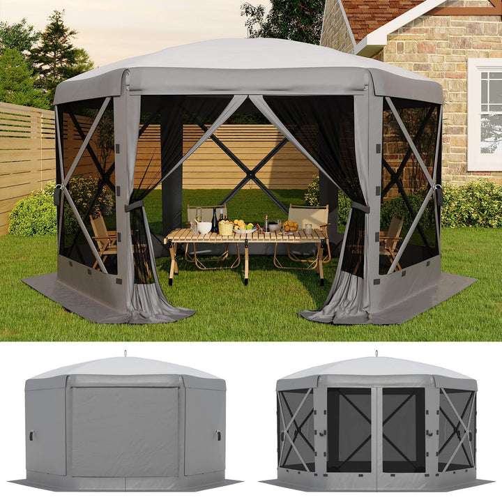 GarveeLife gazebo front view with hexagonal shade for gatherings
