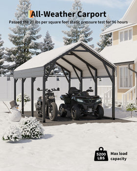 GarveeLife 12x13 ft metal carport assembly video guides easy setup.