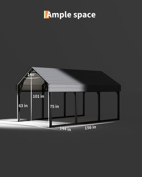 GarveeLife 12x13 ft metal carport packaging ships in multiple cartons.