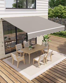 GarveeLife 13x10 ft retractable awning extended over a deck, providing shade and comfort.