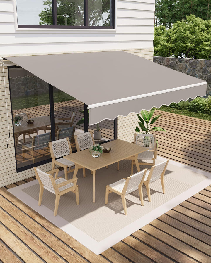 GarveeLife 13x10 ft retractable awning extended over a deck, providing shade and comfort.
