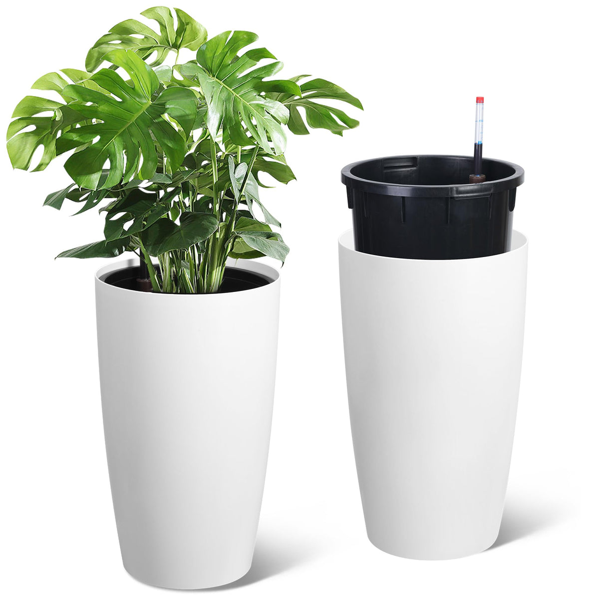 GarveeLife 22-inch tall planter with water level monitor for at-a-glance moisture awareness.