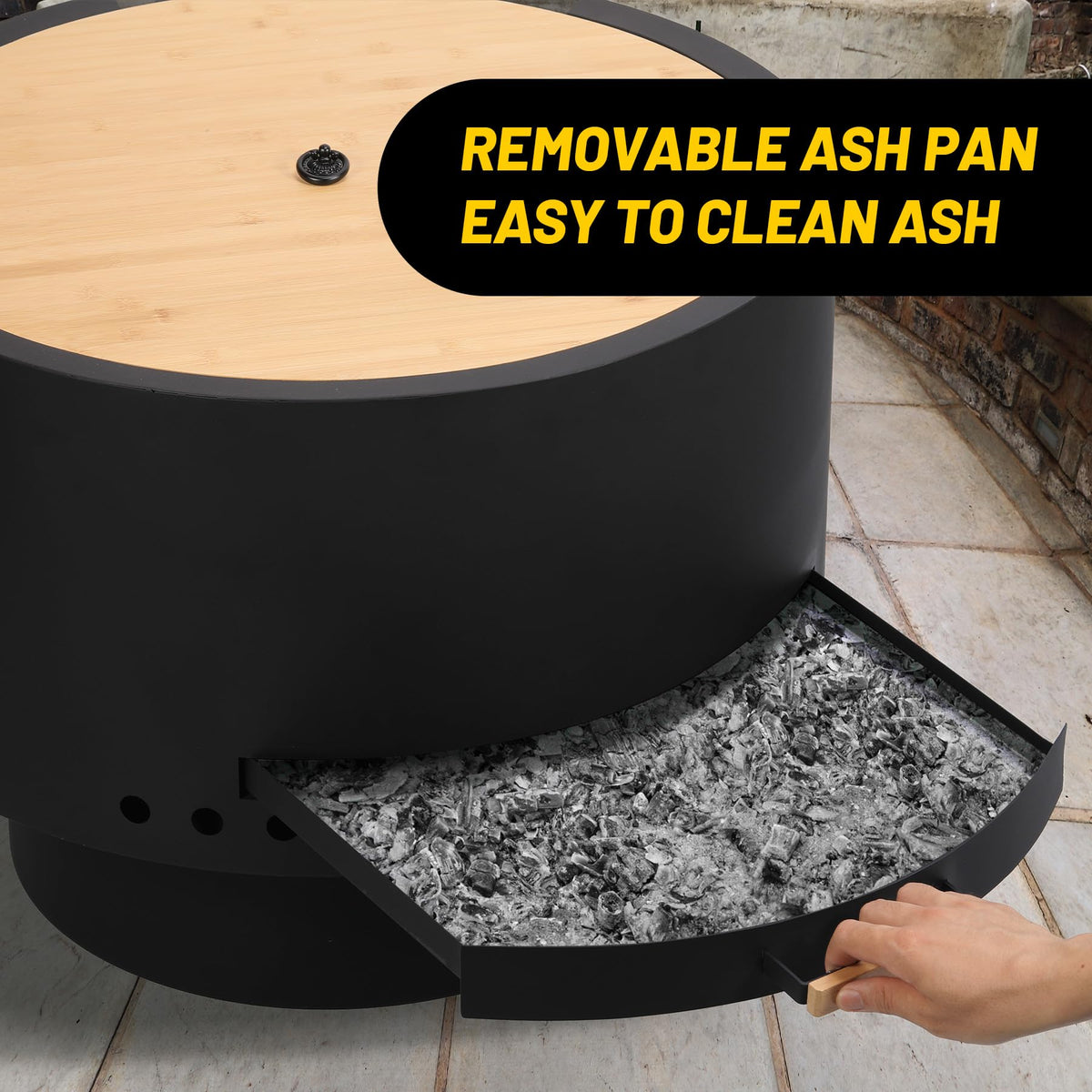GarveeLife 26in round fire pit base providing stable support on uneven ground