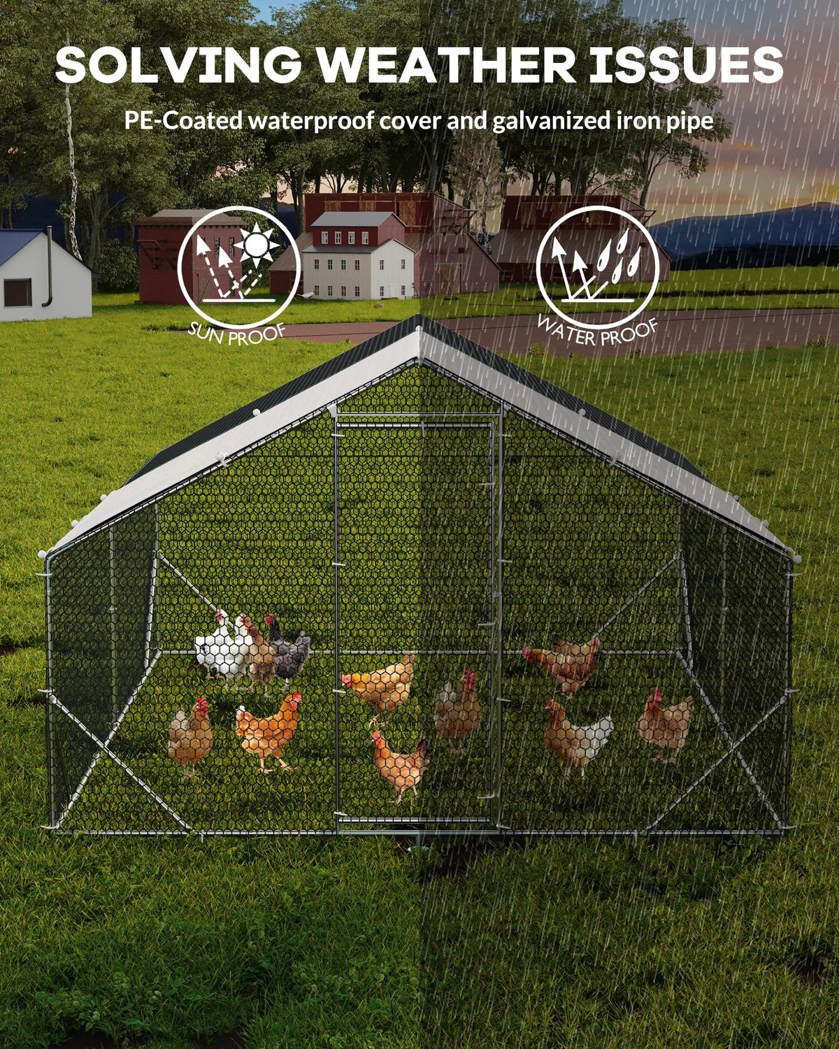 GarveeLife anti-UV cover protects birds and coop from sun exposure