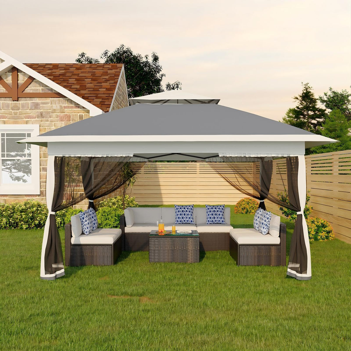 GarveeLife canopy 13x13 being set up quickly for backyard gatherings.