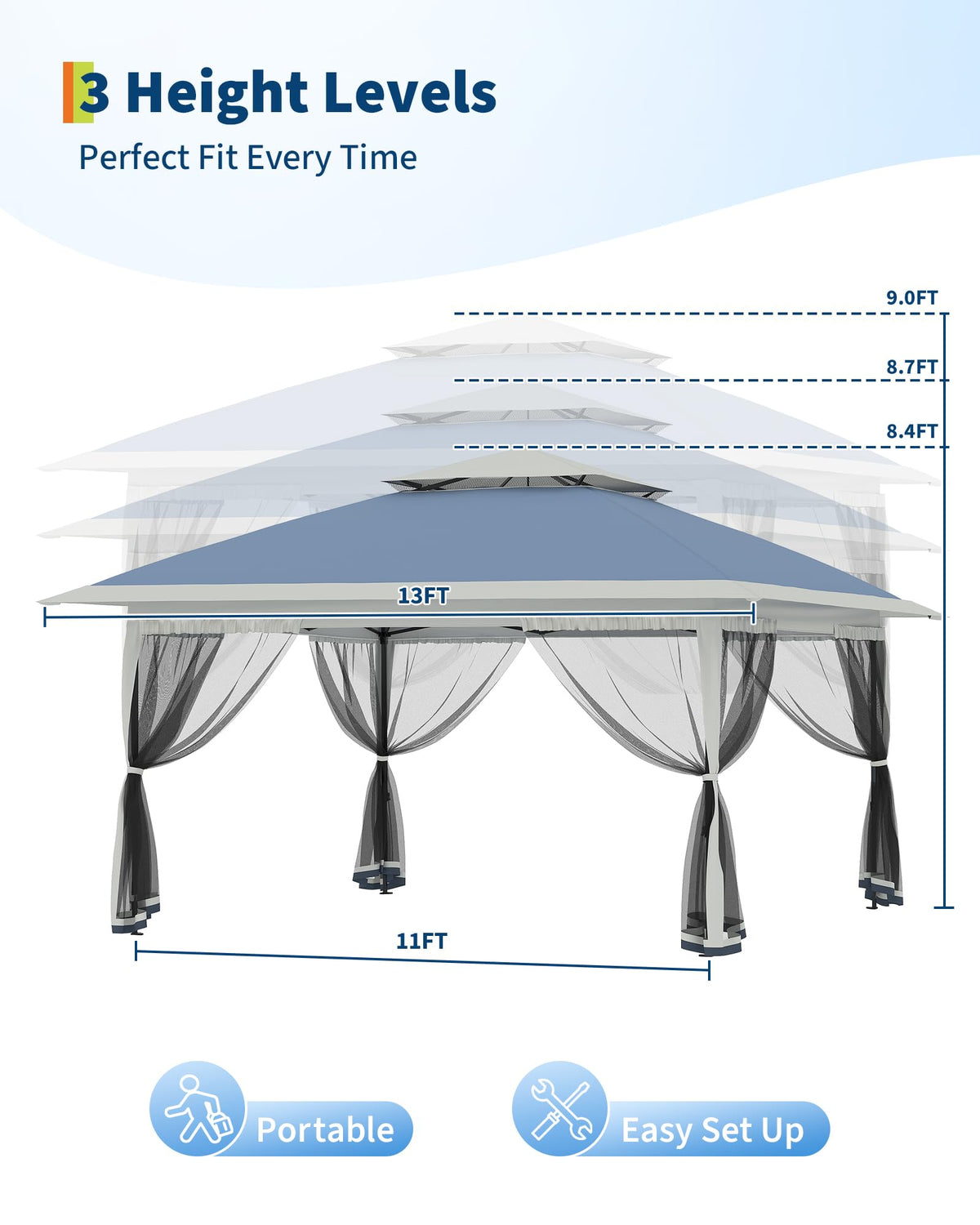 GarveeLife reinforced-frame provides wind stability for outdoor use.