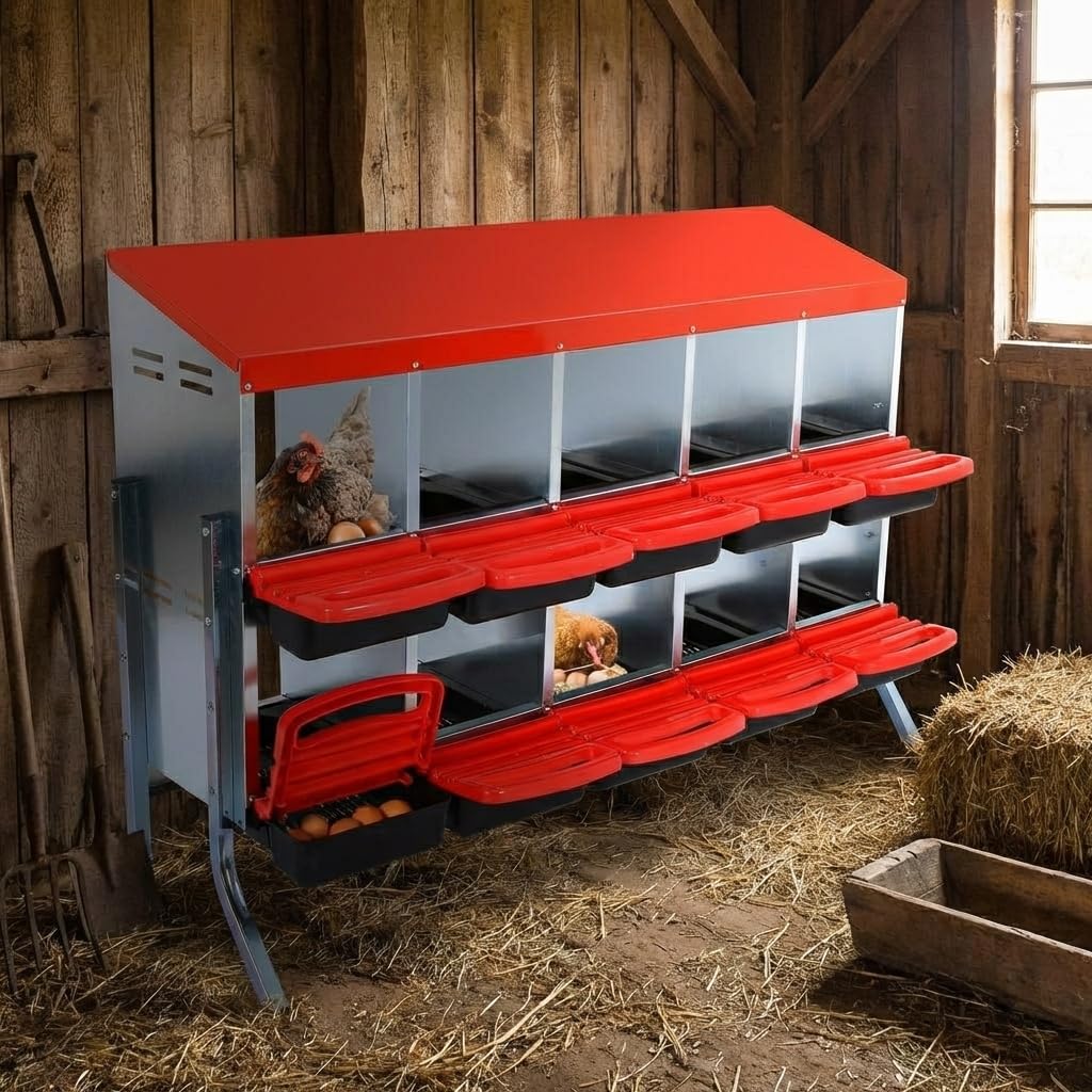 GarveeLife chicken nesting box with 10 compartments for organized egg laying.