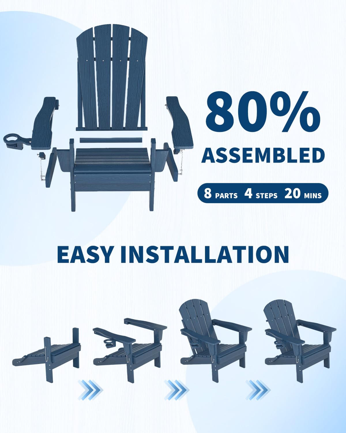 Ergonomic GarveeLife chair dimensions 30x29x35.5 inches in navy.