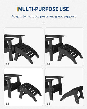 GarveeLife folding Adirondack ottoman compact storage; folds flat for easy stowing.