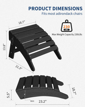 GarveeLife folding Adirondack ottoman in use; elevates legs for comfort.
