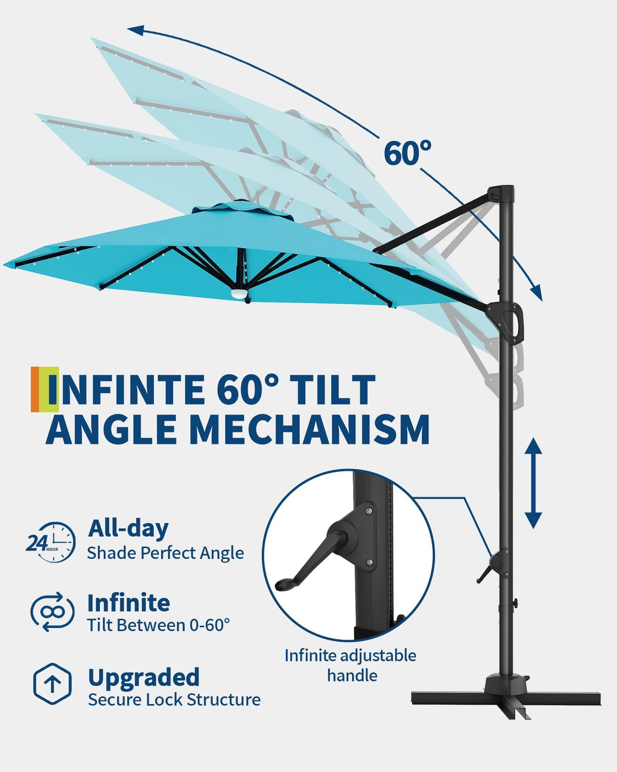 GarveeLife free-motion track allows multiple tilt angles for flexibility.