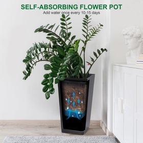 GarveeLife black front-porch planter enhances curb appeal.
