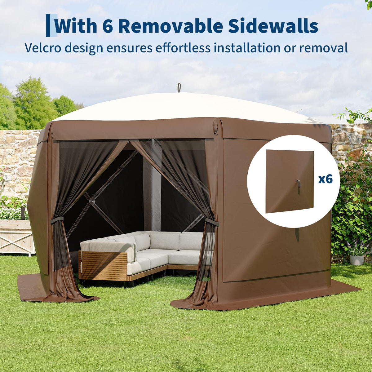 GarveeLife gazebo sturdy steel frame delivers stable support in breezy weather.