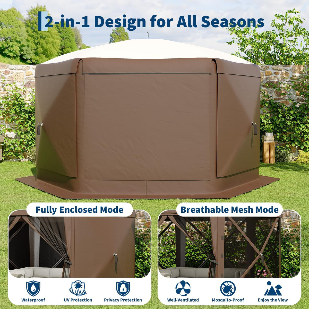 GarveeLife gazebo wind cloths six offer privacy and wind protection in changing conditions.