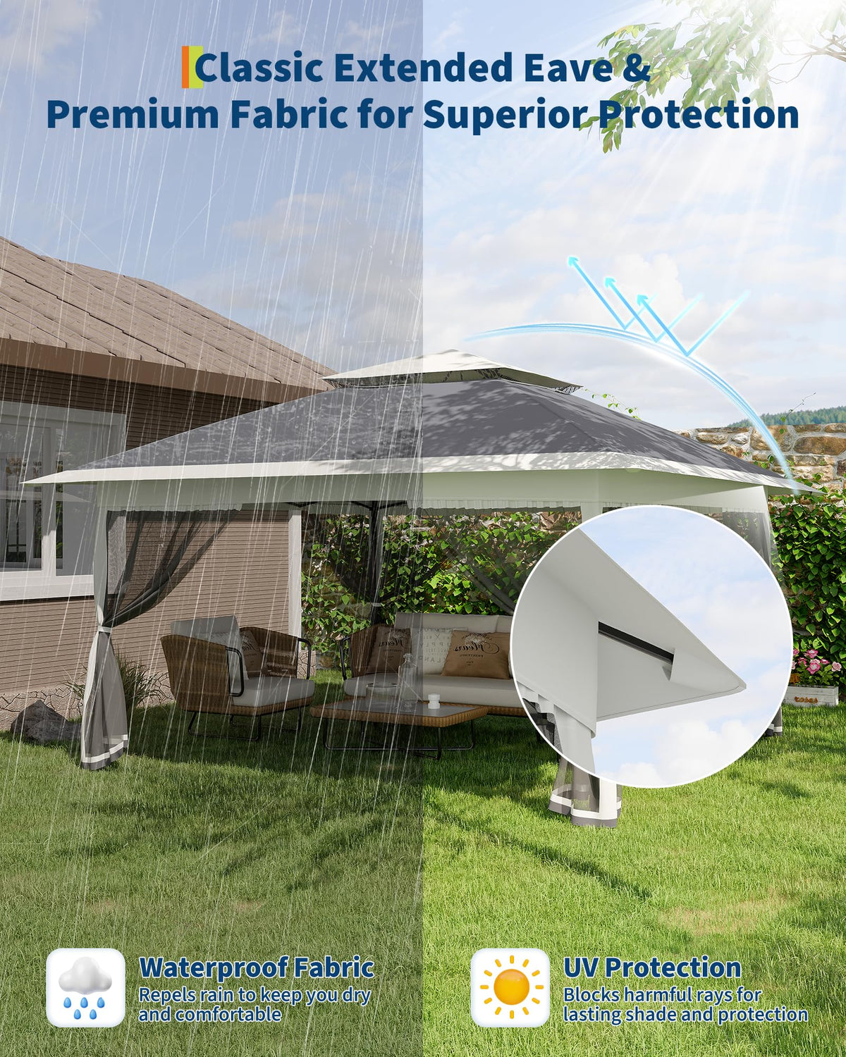 GarveeLife height-adjustable canopy adapts to different activities.