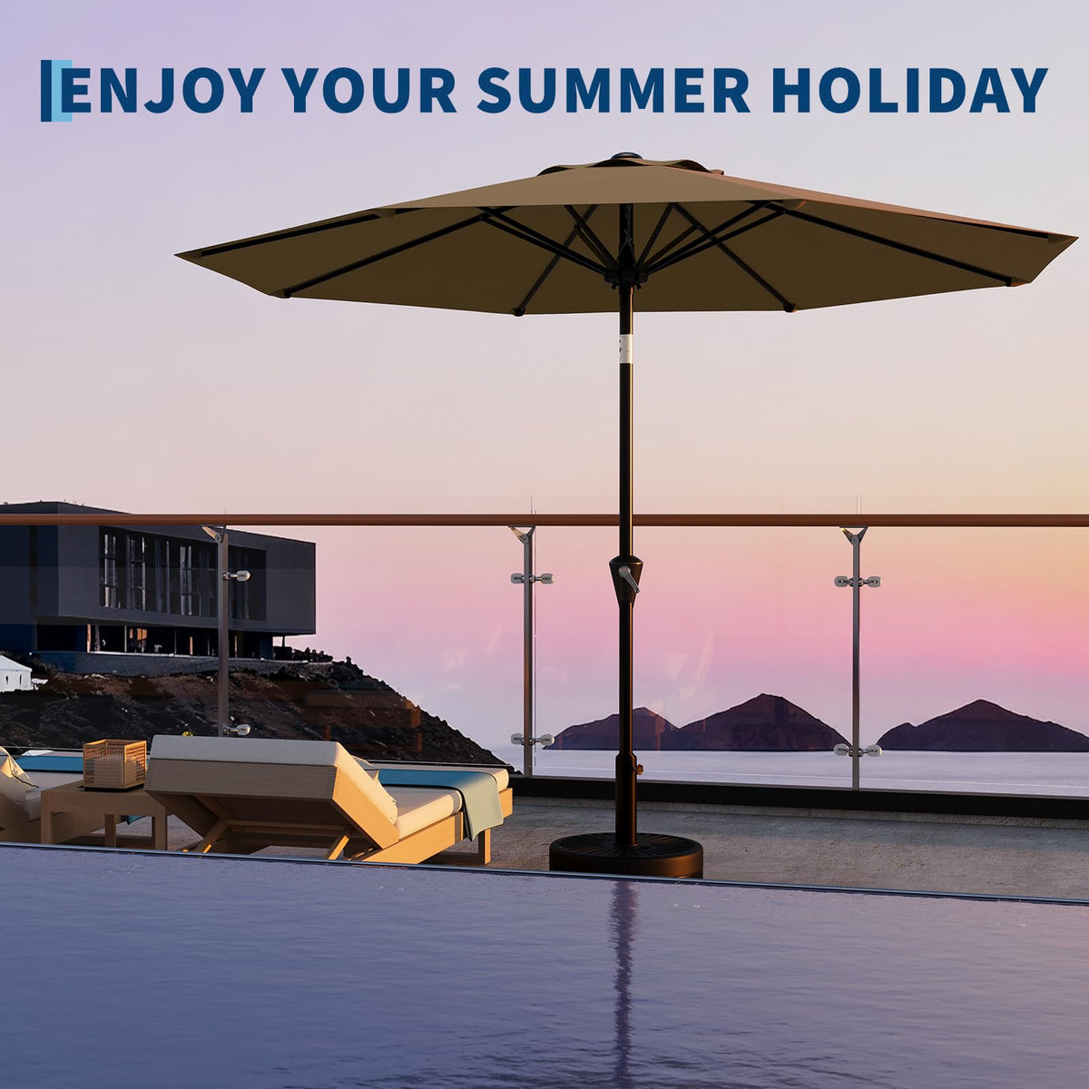 GarveeLife khaki umbrella complements outdoor decor while providing reliable shade.
