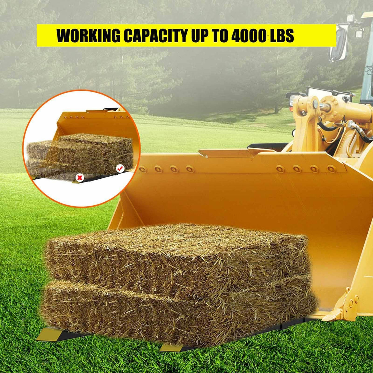 GarveeLife clamp-on pallet forks attach to bucket edge securely