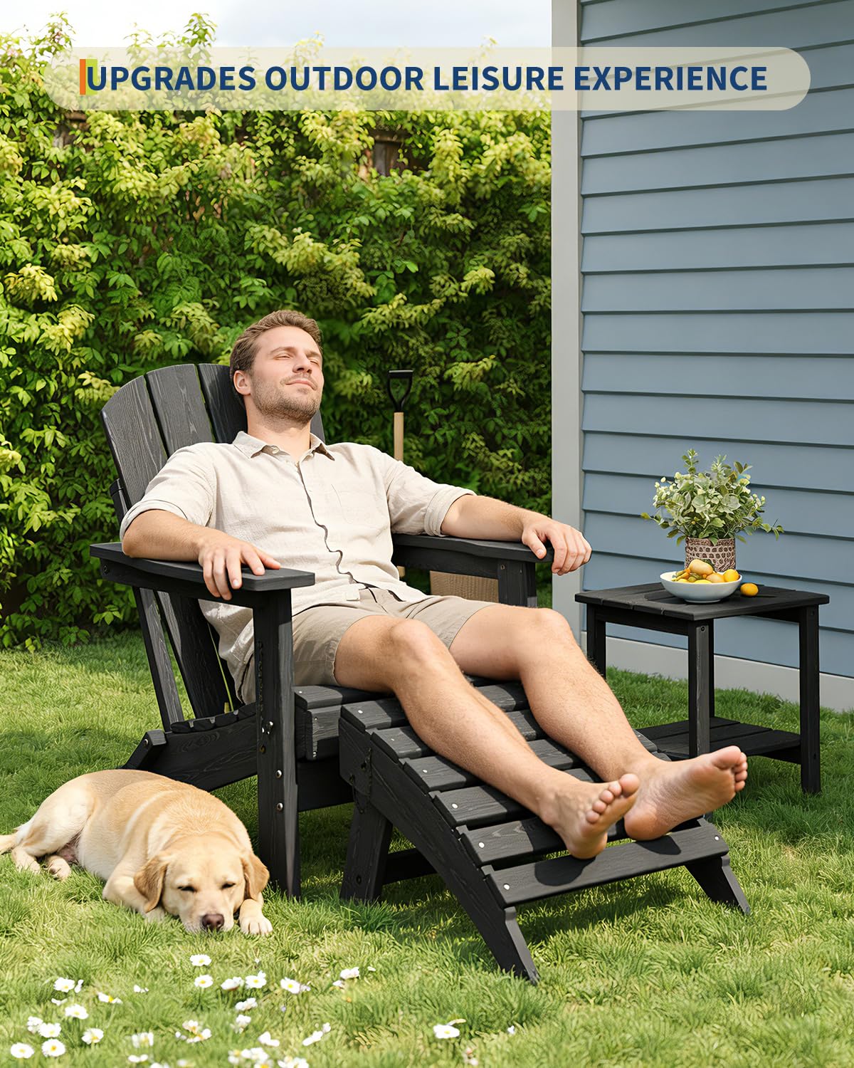 GarveeLife folding Adirondack ottoman; perfect companion for patios and balconies.