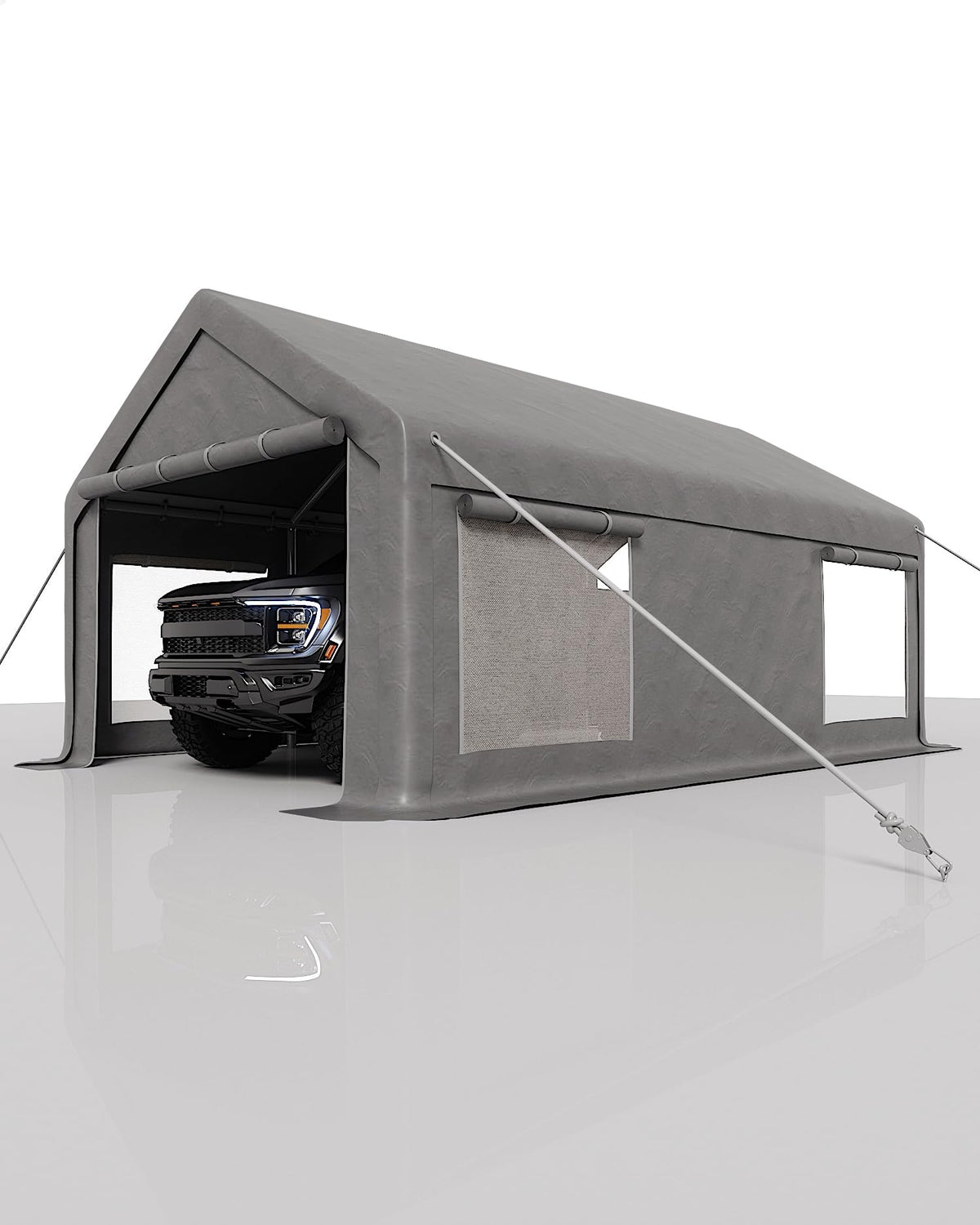 GarveeLife portable garage frame showcases durable galvanized steel construction.