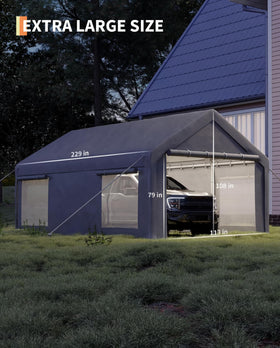 GarveeLife portable garage front-doors illustrate easy access with roll-up design.