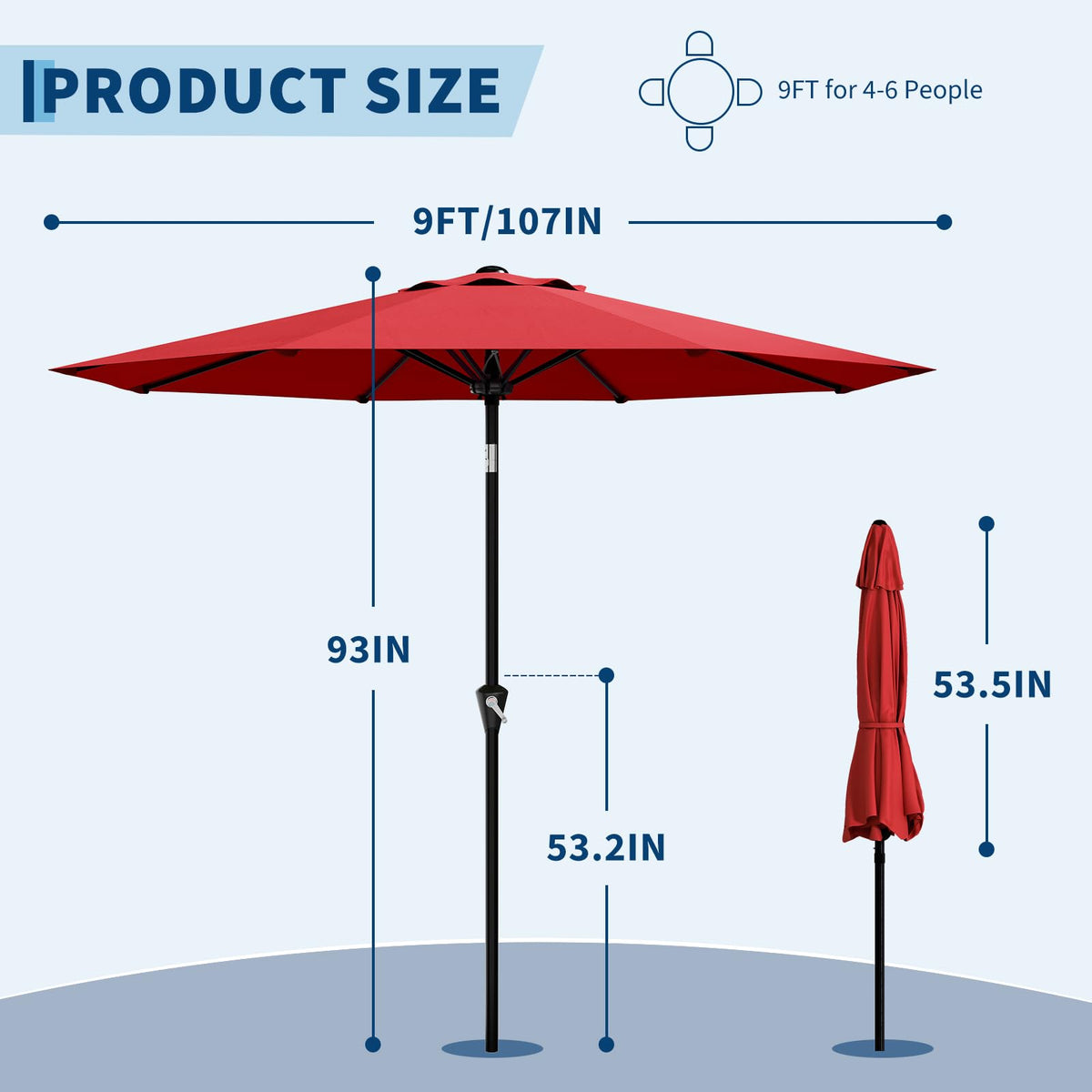 GarveeLife patio umbrella crank tilt demonstrates easy sun angle adjustment