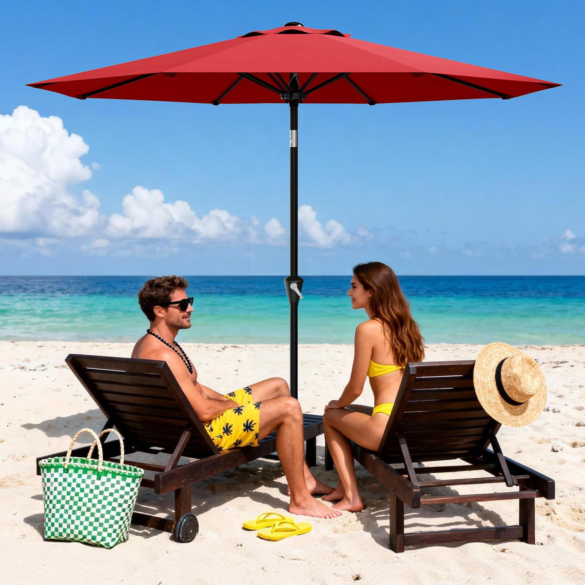GarveeLife sturdy iron frame supports stability near windy poolside