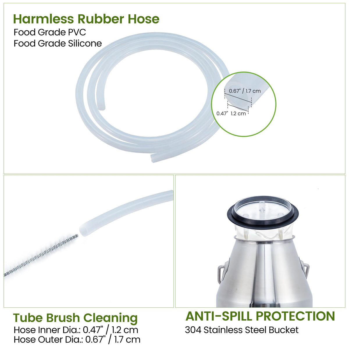 GarveeTech 8-ft food-grade silicone tubing keeps milk lines clean and efficient.