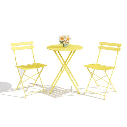 GarveeTech 3-piece bistro set folded for compact storage and quick transport.