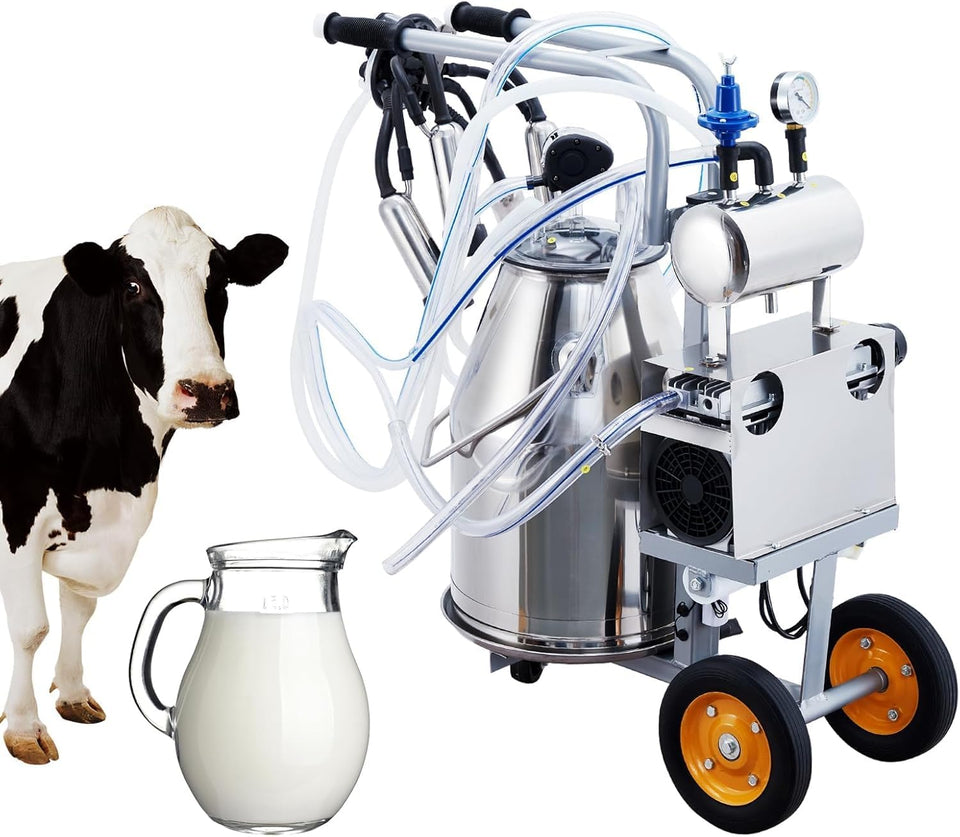 GarveeTech cow milking machine on a portable cart for easy on-farm use.
