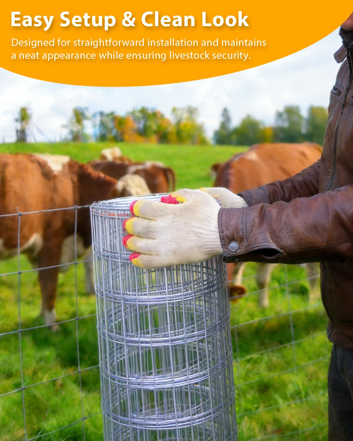 GarveeTech livestock fencing on grass shows gradient mesh to deter small animals.